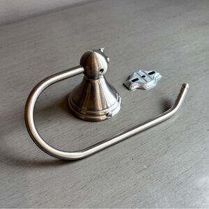 Silver Brushed Nickel Toilet Holder Open Arm Design With Mountings Hardware